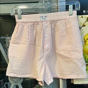 Pink Seersucker Women Boxer Shorts XS